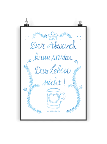 Mr. & Mrs. Panda Poster Der Abwasch kann warten mit Spruch in Bunt