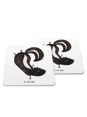 Mr. & Mrs. Panda Untersetzer Stinktier Handstand ohne Spruch in Weiß