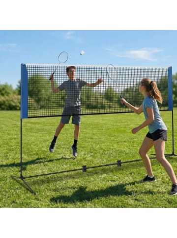 COSTWAY Badmintonnetz Outdoor 5 m in Blau