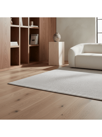 KADIMA DESIGN Teppich Flachgewebe Waschbar Einfarbig CIMA Strapazierfähig OEKO-TEX in Silber