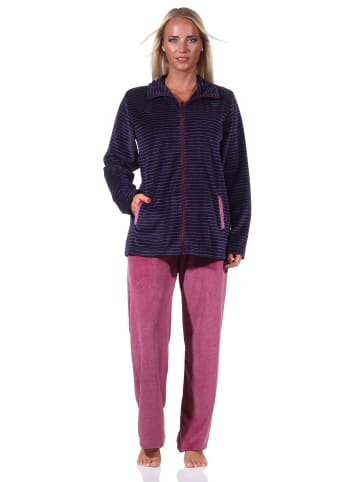 NORMANN Hausanzug Streifen Homewear Nicky Velvet - 69978 in marine