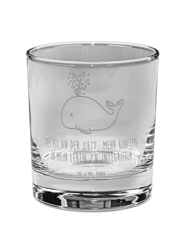 Mr. & Mrs. Panda Whiskey Glas Wal Konfetti mit Spruch in Transparent