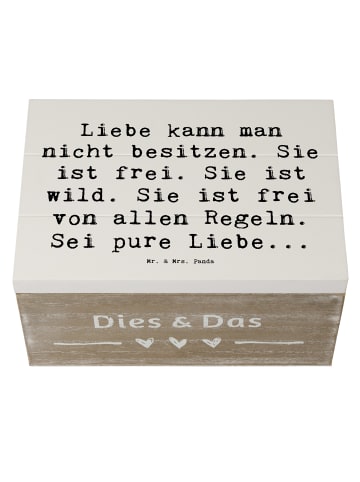 Mr. & Mrs. Panda Holzkiste Spruch Liebe und Freiheit mit Spruch in Weiß