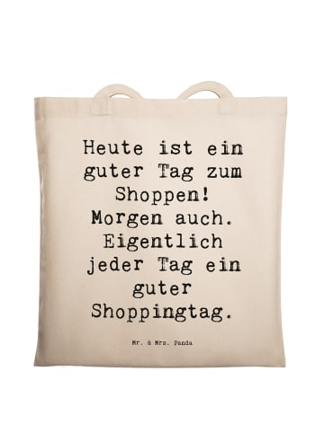 Mr. & Mrs. Panda Jutebeutel Spruch Tragetasche Shoppen mit Spruch in Creme