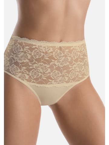 Teyli Hohe Taille Baumwollslip mit floraler Spitze Violetta in beige