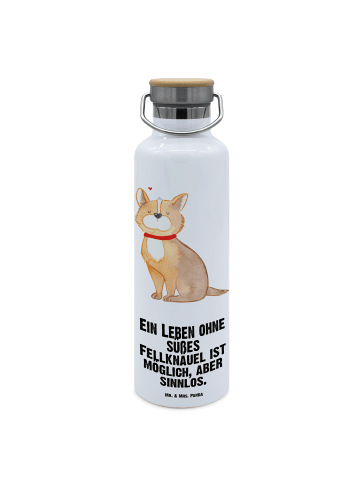 Mr. & Mrs. Panda Wasserflasche Hund Glück mit Spruch in Weiß