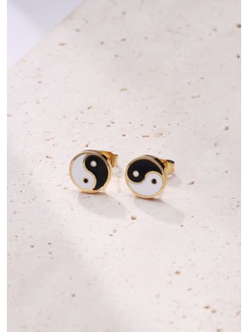 Hey Happiness Vergold. Ohrstecker Yin Yang Edelstahl in Gold - (D) 0,8 cm