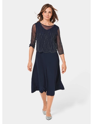 GOLDNER Kurzgröße:  Perlenkleid mit Glanzeffekt in mitternachtsblau