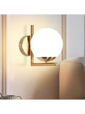 ZMH Wandleuchte in gold 1-flammige E27 Vintage mit Glasschirm Ganglampe