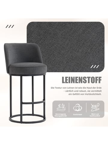 ABRIHOME Barhocker 2er mit Leinenbezug in Grau