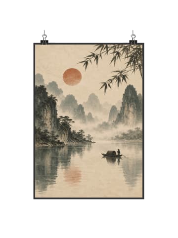 Poster Landschaft minimalistisch Design mit Spruch in Weiß
