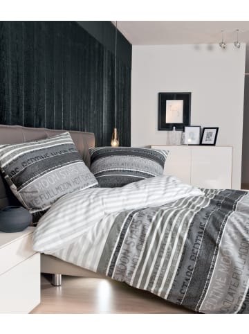 Janine Feinbiber Baumwoll Bettwäsche Davos in platin graphit