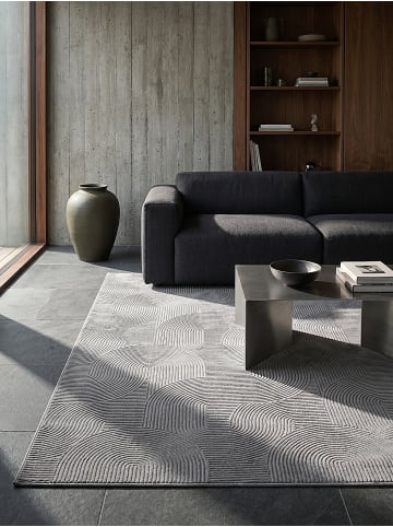 KADIMA DESIGN Kurzflorteppich Geometrisch Antirutsch pflegeleicht Wohnzimmer Flur in Grau