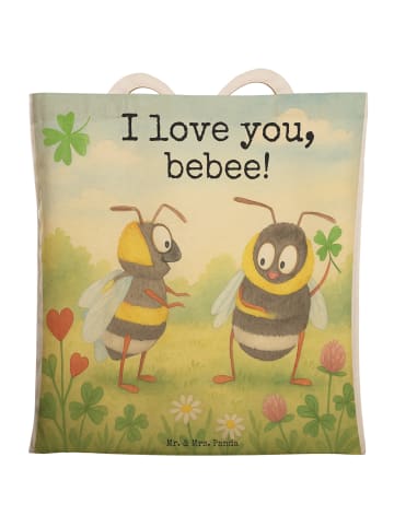 Mr. & Mrs. Panda Schultertasche Bienen Paar Design mit Spruch in Weiß