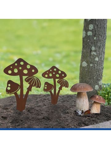Maximex Gartendeko Pilze in Edelrost-Optik, 2er Set in Kupferfarben, (H) 20 x (L) 35 cm