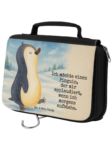 Mr. & Mrs. Panda Kulturtasche Pinguin mHerzieren Design mit Spruch in Weiß
