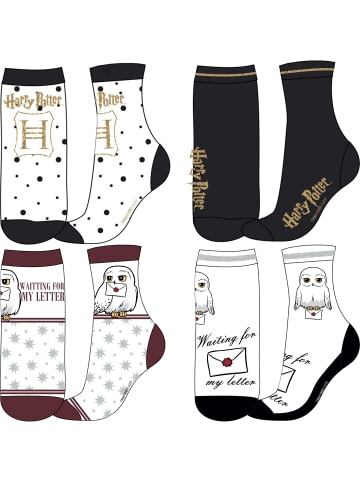 Harry Potter 4er-Set: Socken Harry Potter in Weiß-Schwarz