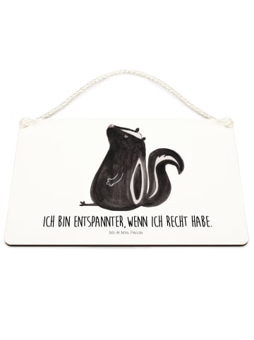 Mr. & Mrs. Panda Schild Stinktier Sitzen mit Spruch in Weiß