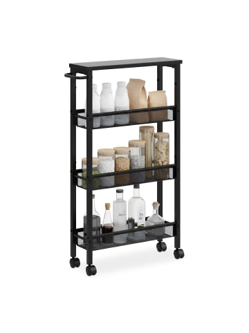 relaxdays Nischenwagen in Schwarz - (B)13 x (H)77 x (T)45,5 cm