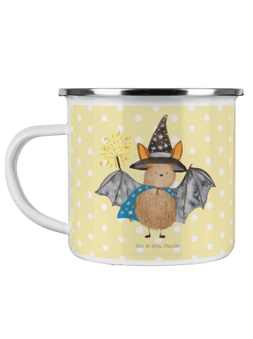 Mr. & Mrs. Panda Emaille Tasse Fledermaus Zauberer ohne Spruch in Gelb Pastell