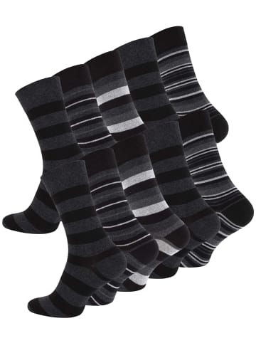 Vincent Creation® Casual Socken "STRIPES" 10 Paar in Schwarz/Grau