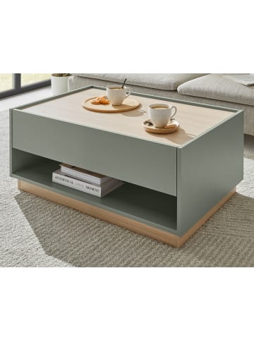 Furn.Design Couchtisch in Salbei Grün und Eiche, Wohnzimmertisch mit Schubkasten, 90 x 60 cm