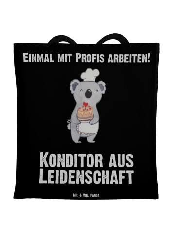 Mr. & Mrs. Panda Tote Bag Konditor Leidenschaft mit Spruch in Schwarz