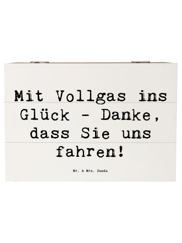 Mr. & Mrs. Panda Holzkiste Spruch Chauffeur Glück mit Spruch in Weiß