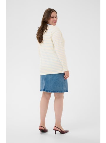 KAFFE curve Langarm-Shirt KCwinni Loose fit in White/Light Blue, Blue Neck