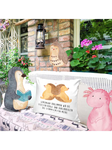 Mr. & Mrs. Panda Dekokissen Igel händchenhaltend mit Spruch in Weiß