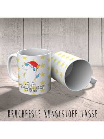 Mr. & Mrs. Panda Kindertasse Einhorn Weihnachtsmann mit Spruch in Weiß