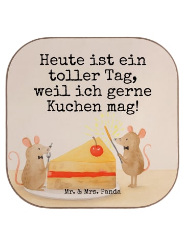 Mr. & Mrs. Panda Tassenuntersetzer Mäuse Kuchen Design mit Spruch in Weiß