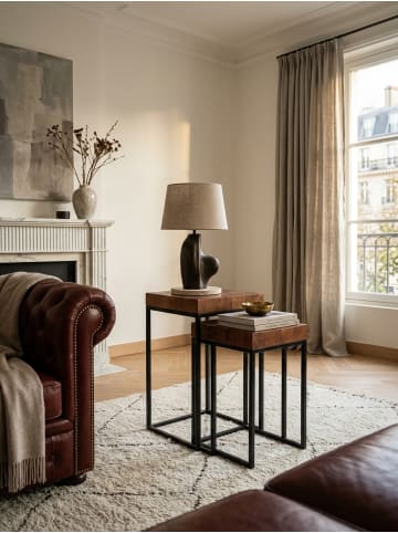 KADIMA DESIGN Satztisch 2er-Set | Sheesham/Metall, Massivholz