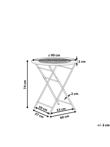 Beliani Klappbarer Tisch BIVIO in Weiß - (W) 90 x (H) 74 x (L) 90 cm
