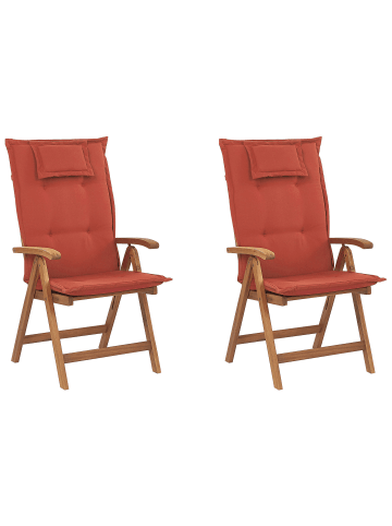 Beliani 2er-Set Gartenstuhl JAVA in Braun/Rot