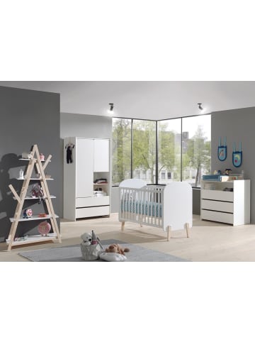 58 aufm Kessel STANDREGAL Karilynn 90x34x169 Kinderzimmerregal MDF+Massivholz Weiß