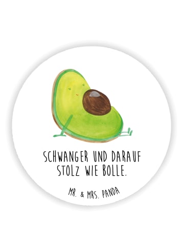 Mr. & Mrs. Panda Rund Magnet Avocado Schwangerschaft mit Spruch in Weiß