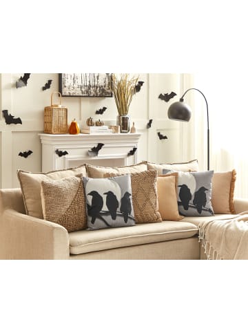 Beliani Dekokissen ORADEA in Grau/Weiß/Schwarz - (W) 45 x (H) 12 x (L) 45 cm