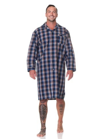 NORMANN Langarm Nachthemd gewebt - 88868 in blau