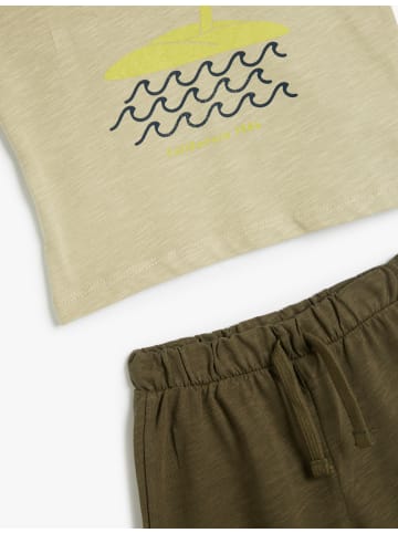 KOTON 2tlg. Outfit: T-Shirt/Short in Grün