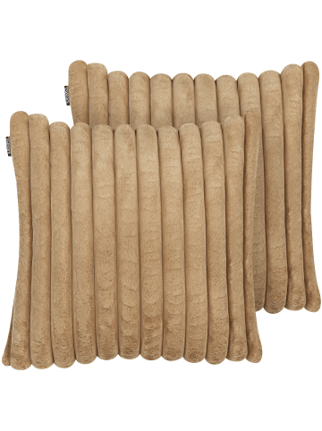 Beliani 2er-Set Dekokissen RAKYA in Braun