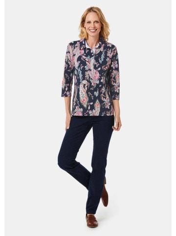 GOLDNER Kurzgröße:  Printshirt mit Paisley-Muster in marine / gemustert