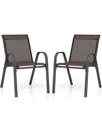 COSTWAY 2er Set Gartenstühle 56x70x84cm in Braun