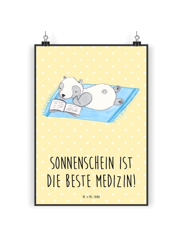 Mr. & Mrs. Panda Poster Sommer Sonnenschein mit Spruch in Gelb Pastell