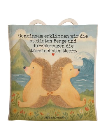 Mr. & Mrs. Panda Einkaufstasche Igel händchenhaltend Design mit ... in Weiß