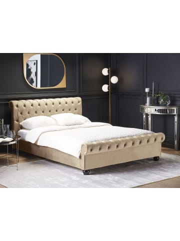 Beliani Doppelbett AVALLON in Beige/Braun - (W) 192 x (H) 94 x (L) 233 cm