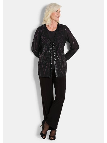 GOLDNER Edle Pailletten-Jacke mit V-Ausschnitt in schwarz / beere / gemustert