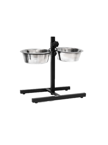 relaxdays Hunde-Futterstation in Silber - 2x 1,6 l