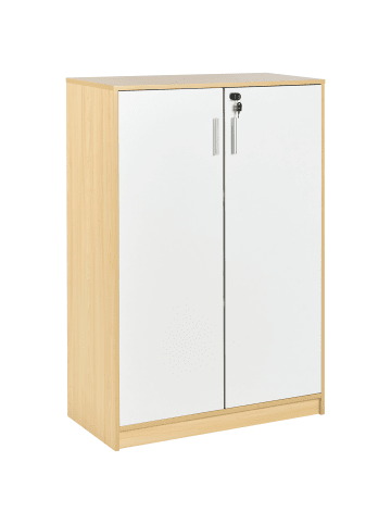 Beliani Büroschränke ZEHNA in Braun/Weiß - (W) 80 x (H) 117 x (L) 40 cm