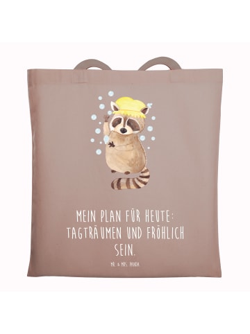 Mr. & Mrs. Panda Henkeltasche Waschbär mit Spruch in Braun Pastell